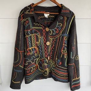 Chico's Multicolor Embroidered Cardigan